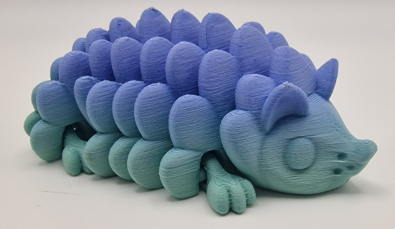 Colourful 3D-printed hedgehog fidget gift
