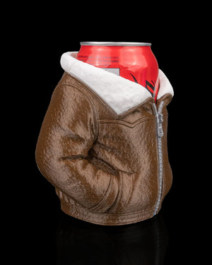 Leather Bomber Style Can Or Trinket Holder